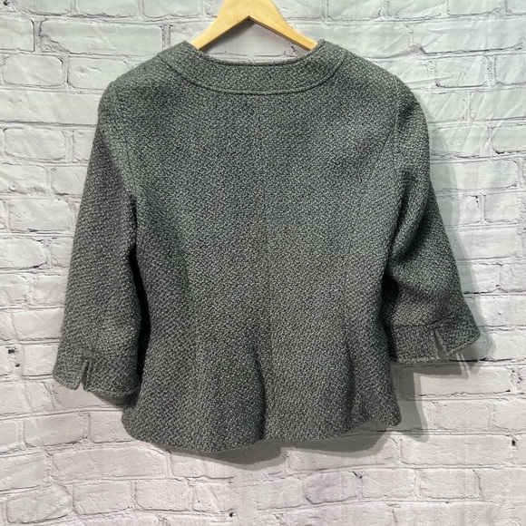 Coldwater Creek Grey Pebbled Boucle 3/4 Sleeve Jacket - size 16 - Picture 3 of 11